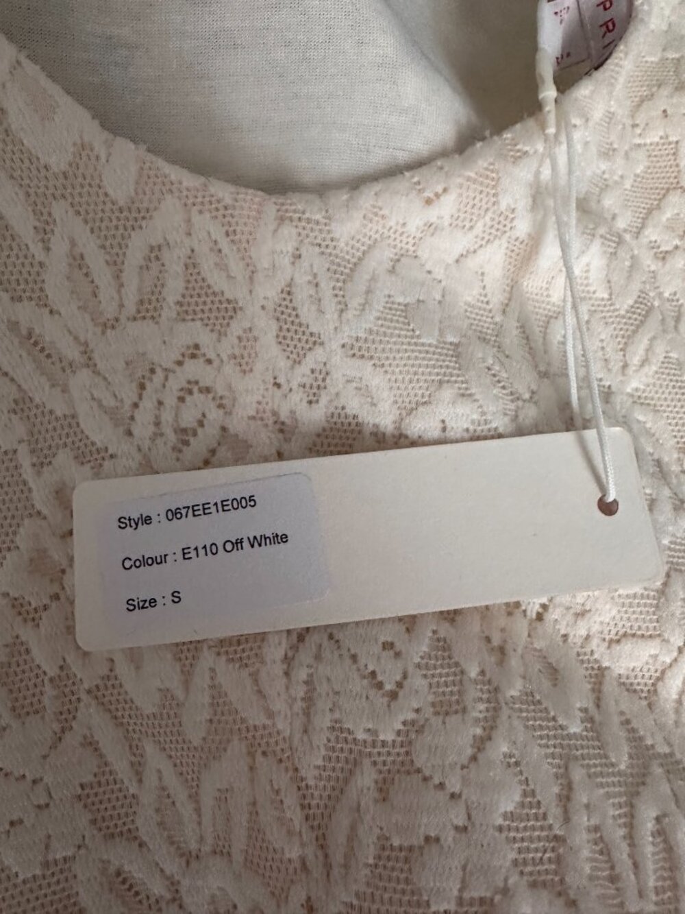 Esprit Off-White Lace Midi Dress NWT Floral Overlay Scoop Neck - Picture 3 of 3